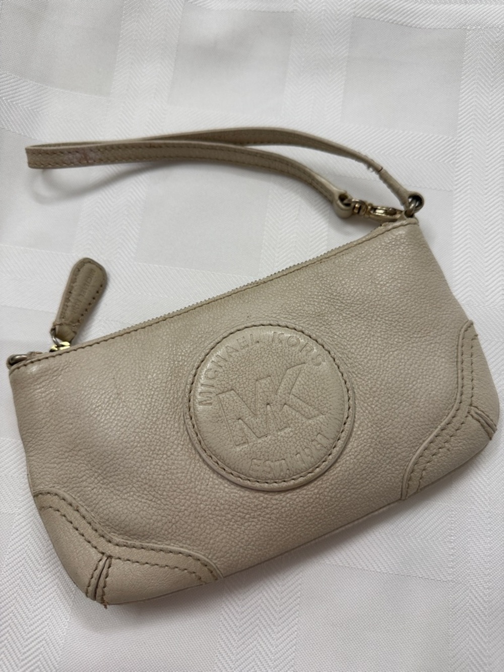 Michael Kors Taupe Leather Wristlet Clutch